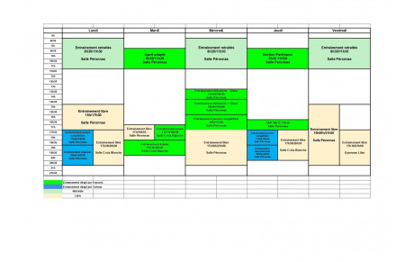 Horaire des entrainements et inscription 2026-2027